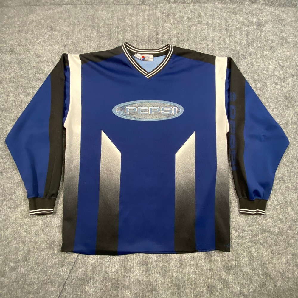Pepsi Generation Next Long Sleeve Soccer Jersey‎ Men L/XL Blue Black White